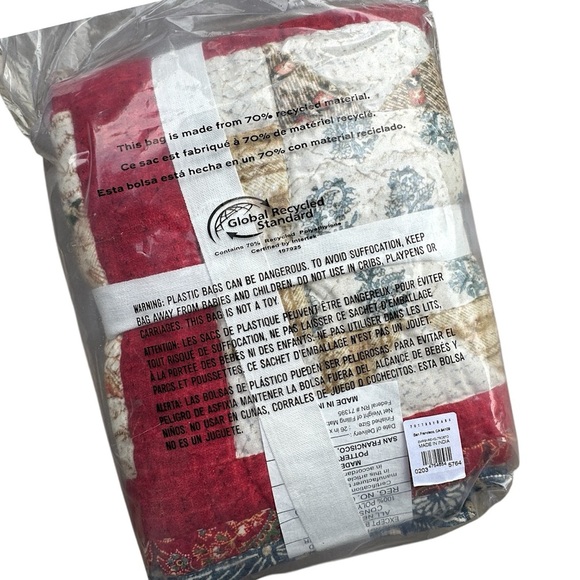 NWT | POTTERY BARN SET OF TWO EMERSON STANDARD PILLOW SHAMS HAND QUILTED COTTON - Picture 7 of 9